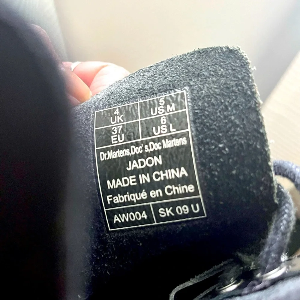 Dr. Martens Black Lace-Up Platform Boots with Yellow Stitching - Picture 5 of 5